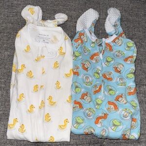 Disney baby Toy Story and rubber ducky footy pajama lot of 2 pajamas size 18 mo.